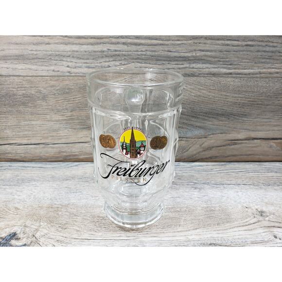 Freiburger Pilsner Clear Glass Beer Stein 0.5L - Picture 1 of 10